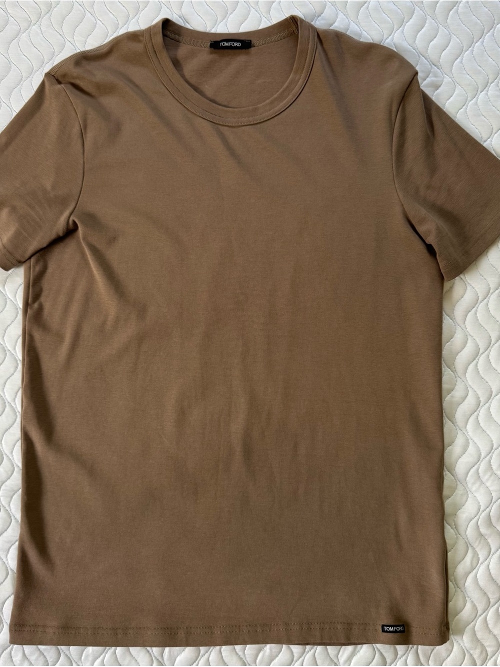 TOM FORD Men’s Stretch Cotton Crewneck T-Shirt Taupe Brown Size L